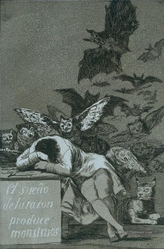 romantique romantisme Tableau Peinture - Le sommeil de la raison apporte des monstres Romantique moderne Francisco Goya